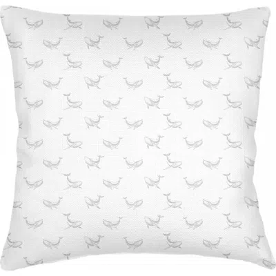 Anaya Whale Watch Linen Pillow With Down Insert In Grey