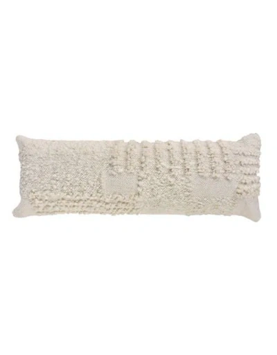 Anaya White Boucle Patchwork Handwoven Pillow 14x40 Cover Only