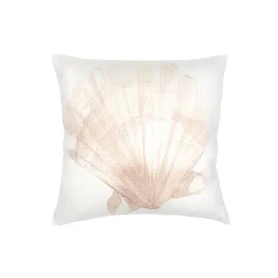 Anaya White Sanibel Shell Linen Pillow 20x20 With Down Alternative Insert