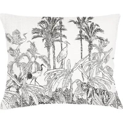 Anaya Wildlife Toile Linen Dutch Euro Pillow With Down Insert In Black And White