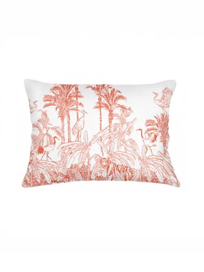 Anaya Wildlife Toile Linen Pillow Cover Only In True Orange