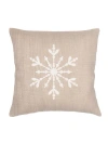 Anaya Winter Snowflake Linen Pillow With Down Insert In Beige