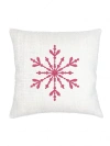 Anaya Winter Snowflake Linen Pillow With Down Insert In Red