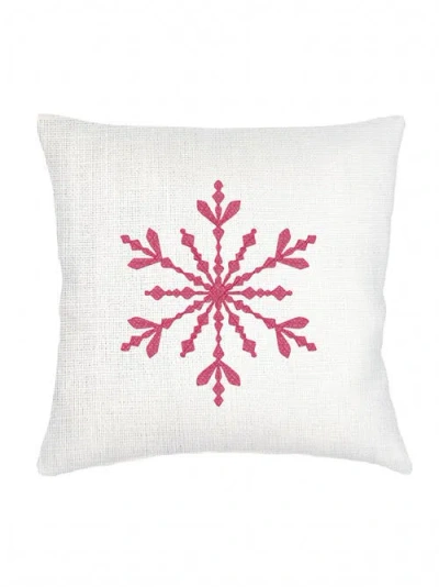 Anaya Winter Snowflake Linen Pillow With Down Insert In Red