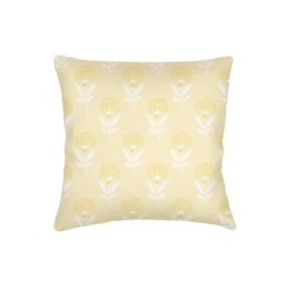 Anaya Yellow Royal Bloom Linen Pillow 20x20 With Down Insert
