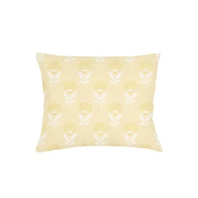 Anaya Yellow Royal Bloom Linen Pillow Queen Sham