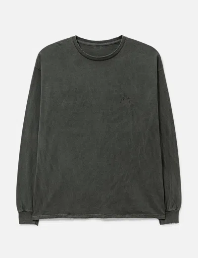 Ancellm Embroidery Dyed Long Sleeves T-shirt In Green