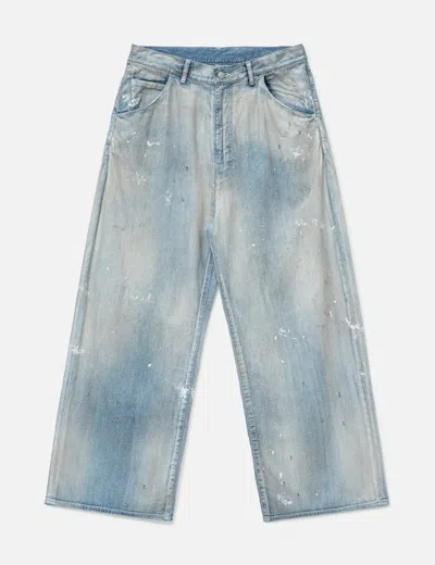 Ancellm Light oz Wide Straight Denim Pants In Blue