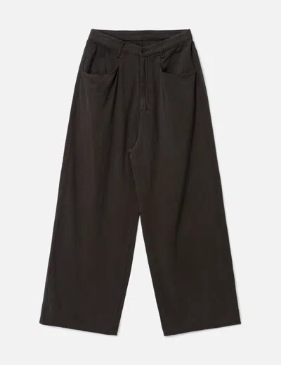 Ancellm Silk Wide Slacks In Black