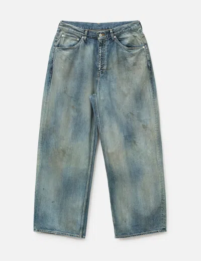 Ancellm Straight Wide Denim Pants In Blue