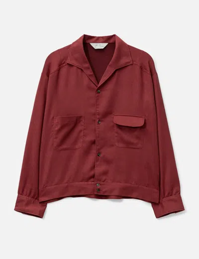 Ancellm Vegan Suede Open Collar Shirt In Red