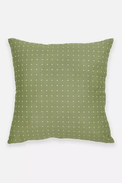 Anchal Cross-stitch Toss Pillow In Green