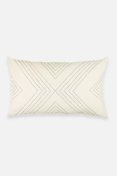 Anchal Geometric Lumbar Pillow In White