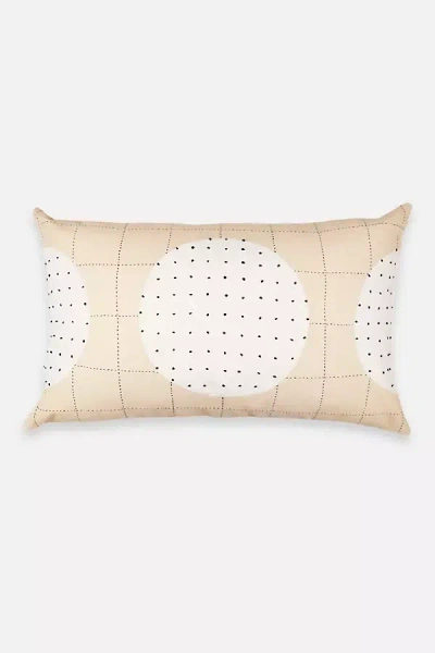 Anchal Lunar Dot Lumbar Pillow In Beige