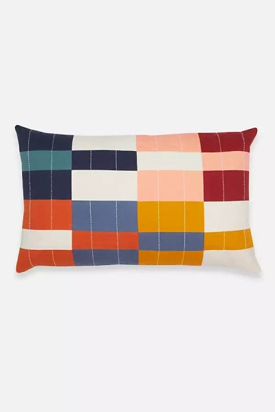 Anchal Multi Check Lumbar Pillow In Multicolor