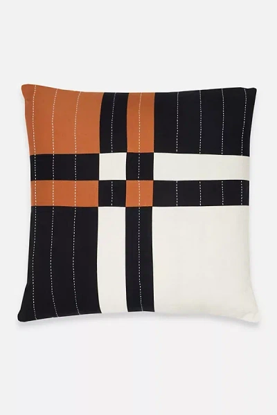 Anchal Patchwork Plaid Throw Pillow In Brown