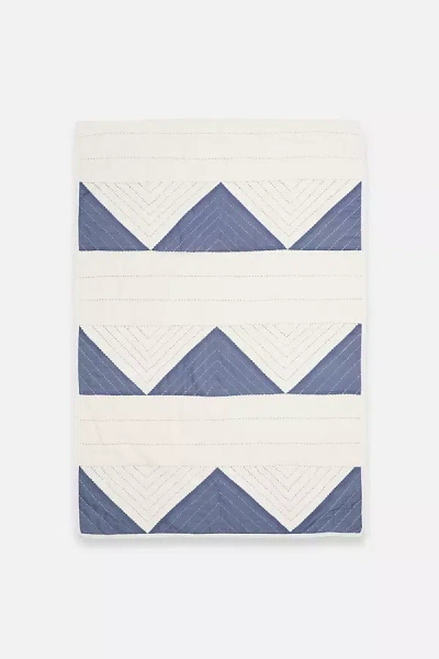 Anchal Small Triangle Quilt Throw In Blue