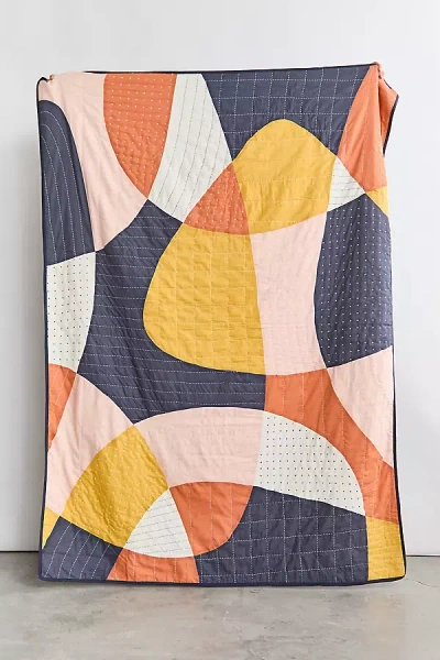 Anchal Sunset Quilt Throw In Blue
