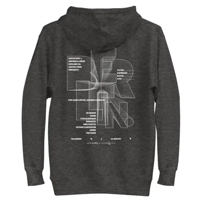 Anchor & Crew Black / Grey Charcoal Heather Gustatory Berlin Coffee Scene Cotton Blend Embroidered Hoodie - Women In Multi