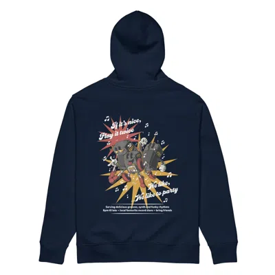Anchor & Crew Blue French Navy If It's Nice Play It Twice Disco! Organic Cotton Embroidered Heavyweight Hoodie - M