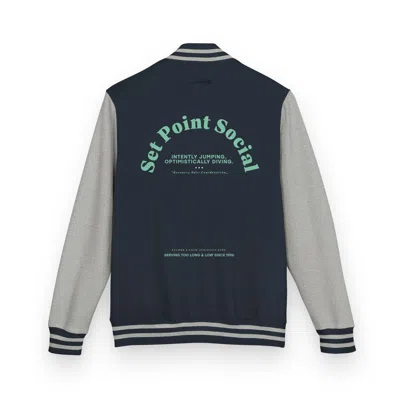 Anchor & Crew Blue / Grey Navy Blue & Heather Grey Set Point Social Volleyball Club League Cotton Varsity Letterma In Gray