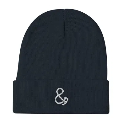 Anchor & Crew Blue Navy Ampersand Signature Cotton Blend Embroidered Beanie - Women