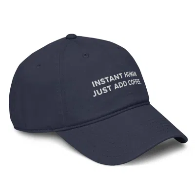 Anchor & Crew Blue Navy Gustatory Instant Human Just Add Coffee. Cotton Embroidered Cap - Men