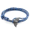 Anchor & Crew Blue Think Ocean Big Whale Silver & Rope Bracelet - Women