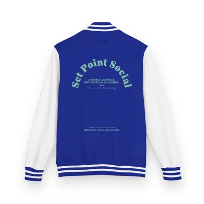 Anchor & Crew Blue / White Royal Blue & White Set Point Social Volleyball Club League Cotton Varsity Letterman - W In Blue/white