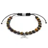 Anchor & Crew Brown Tigers Eye Think Ocean Mini Whale Silver & Stone Macrame Bracelet - Women