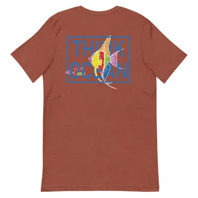 Anchor & Crew Clay Red Think Ocean Fish Fluorescence Cotton Embroidered T-shirt - Men