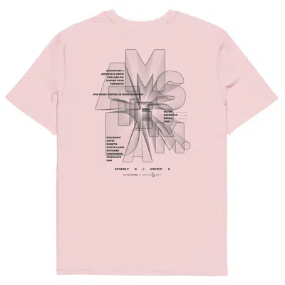 Anchor & Crew Cotton Pink Gustatory Amsterdam Coffee Scene Organic Cotton Embroidered T-shirt - Women
