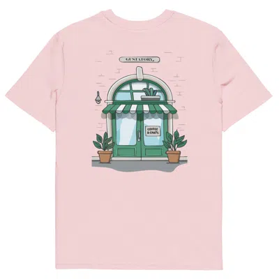 Anchor & Crew Cotton Pink Gustatory Coffee & Chats Organic Cotton Embroidered T-shirt - Women