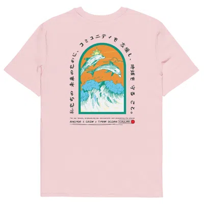 Anchor & Crew Cotton Pink Think Ocean Five Japan Gurafiku Organic Cotton T-shirt - Women