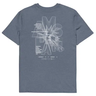 Anchor & Crew Dark Heather Blue Gustatory Amsterdam Coffee Scene Organic Cotton Embroidered T-shirt - Women