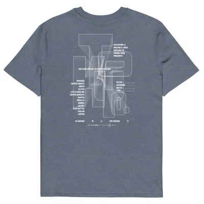 Anchor & Crew Dark Heather Blue Gustatory Tokyo Coffee Scene Organic Cotton Embroidered T-shirt - Women