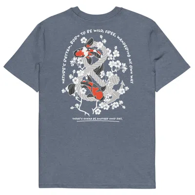 Anchor & Crew Dark Heather Blue Koi Fish Another Good Day Organic Cotton T-shirt - Men