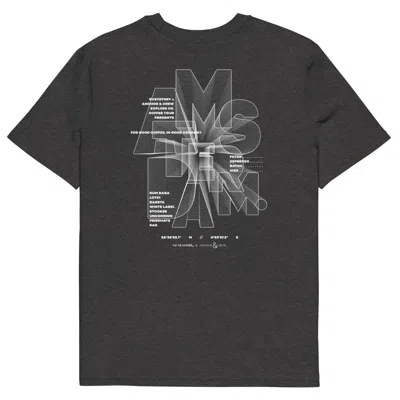 Anchor & Crew Dark Heather Grey Gustatory Amsterdam Coffee Scene Organic Cotton Embroidered T-shirt - Women In Gray