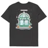 Anchor & Crew Dark Heather Grey Gustatory Coffee & Chats Organic Cotton Embroidered T-shirt - Women In Gray