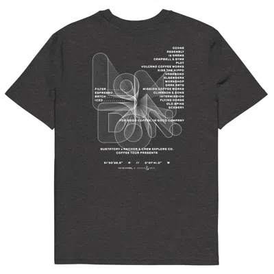 Anchor & Crew Dark Heather Grey Gustatory London Coffee Scene Organic Cotton Embroidered T-shirt - Men In Gray