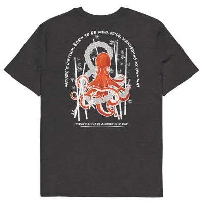 Anchor & Crew Dark Heather Grey Octopus Another Good Day Organic Cotton T-shirt - Women In Gray