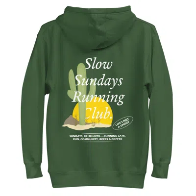 Anchor & Crew Forest Green Cactus Slow Sundays Running Club Cotton Blend Hoodie - Women