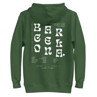 Anchor & Crew Forest Green Gustatory Barcelona Coffee Scene Cotton Blend Embroidered Hoodie - Women