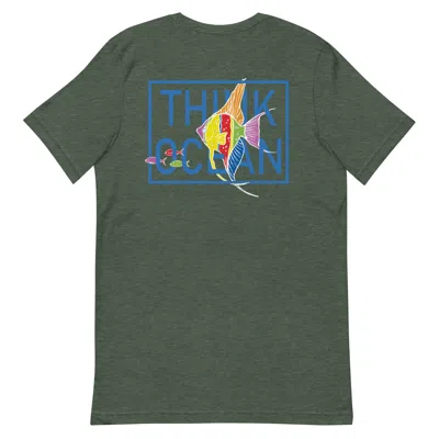 Anchor & Crew Forest Green Think Ocean Fish Fluorescence Cotton Embroidered T-shirt - Women
