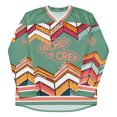 Anchor & Crew Green Vibrant Motif Pattern Recycled Fabric Hockey Jersey - Women
