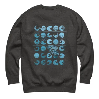 Anchor & Crew Heather Black Surf N Waves Passenger Organic Cotton Sweatshirt - Men
