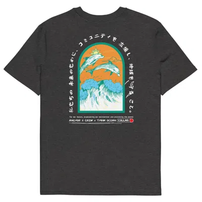 Anchor & Crew Heather Black Think Ocean Five Japan Gurafiku Organic Cotton T-shirt - Men