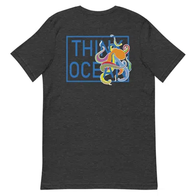 Anchor & Crew Heather Black Think Ocean Octopus Fluorescence Cotton Embroidered T-shirt - Women