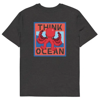 Anchor & Crew Heather Black Think Ocean Octopus Pixel Art Organic Cotton T-shirt - Men