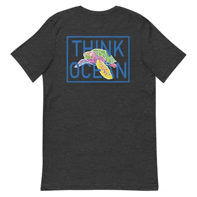 Anchor & Crew Heather Black Think Ocean Turtle Fluorescence Cotton Embroidered T-shirt - Women